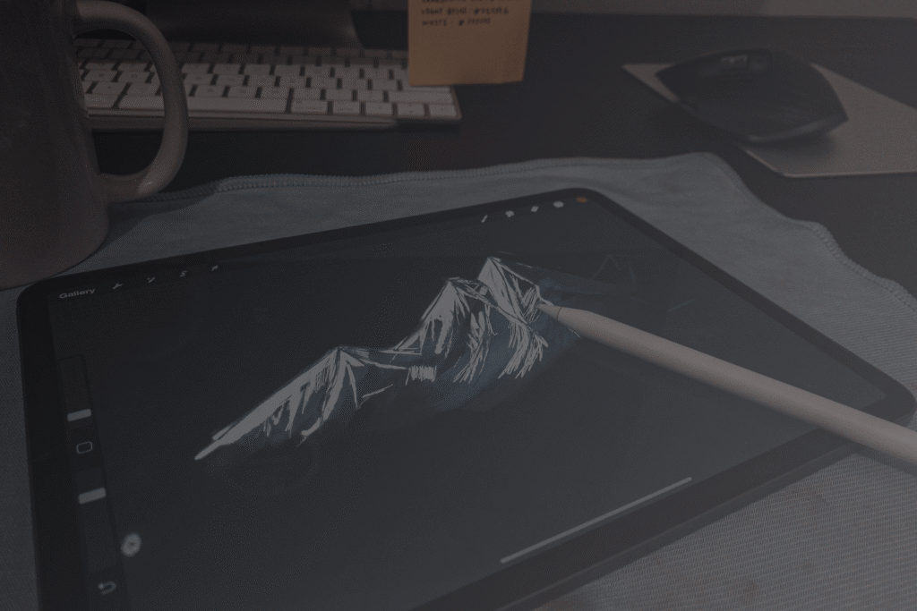 Digital illustration artwork displayed on a computer screen, showing custom graphic and icon design.